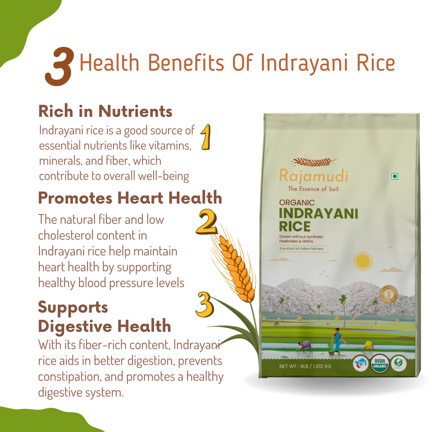 indrayani rice, rajamudi indrayani rice, indrayani, white rice, white rice in usa, unpolished white rice, healthy white rice, benefits of indrayani rice, biryani rice