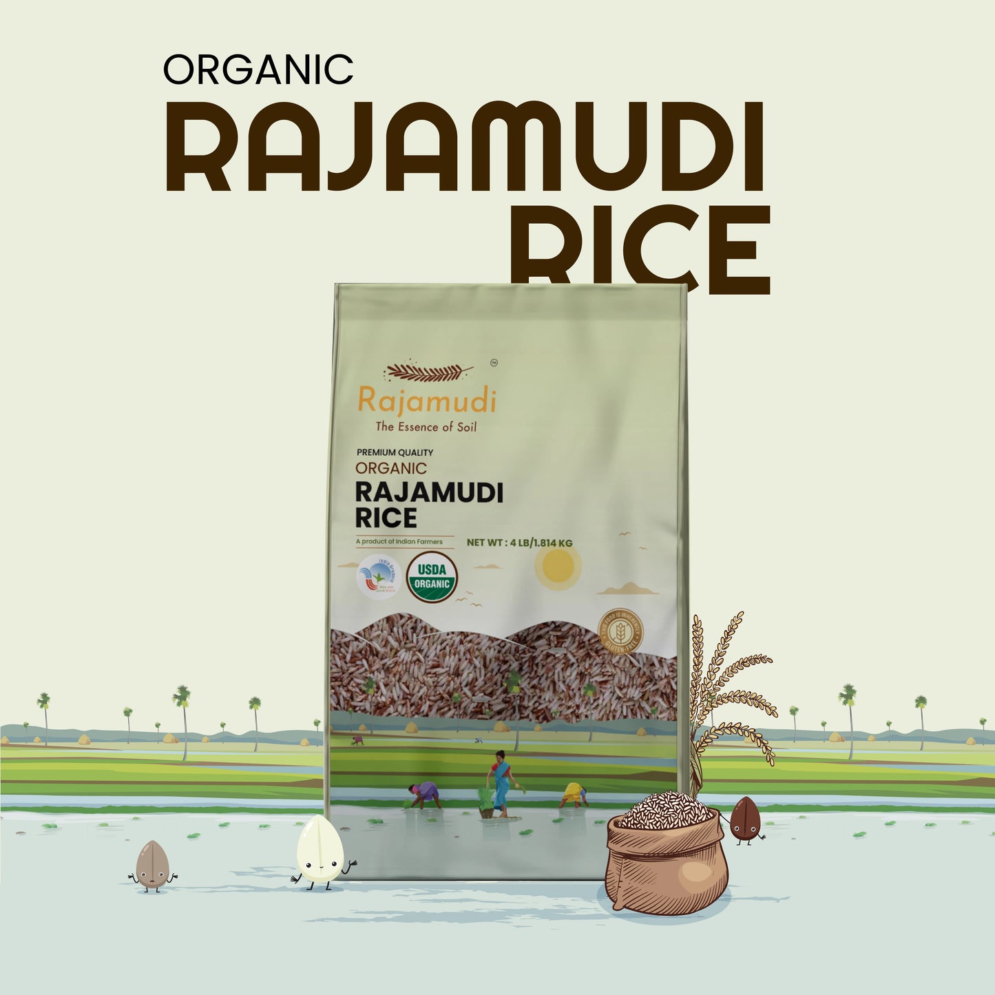 Organic Rajamudi Rice 4lb - 10lb : A Taste of Purity from Mysuru