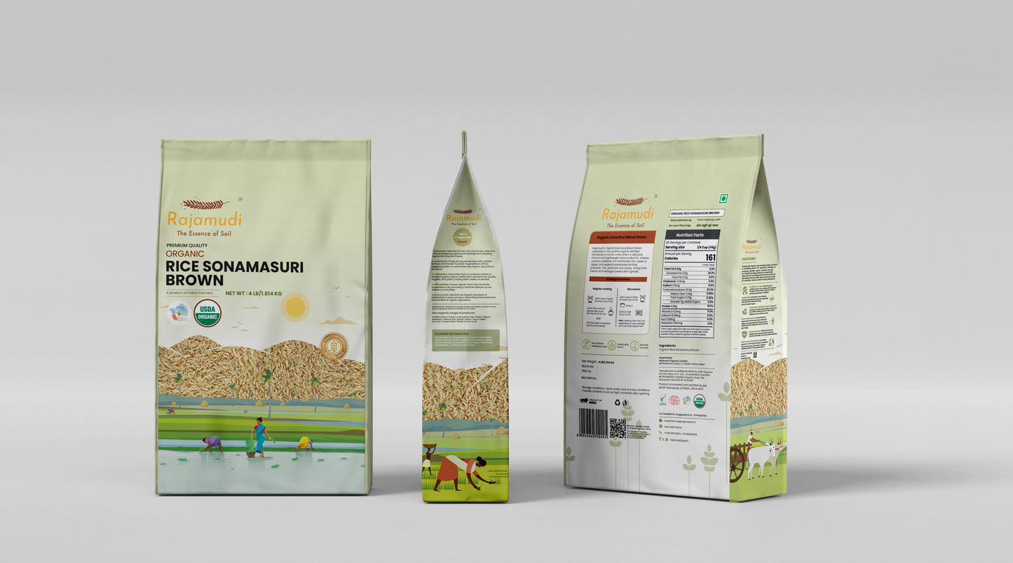 Rajamudi Organics- Organic Sona Masoori Brown Rice 4lb