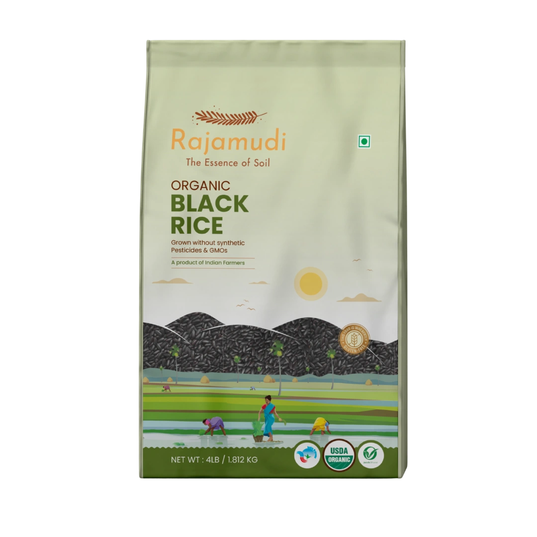 Racetric Rice Rajamudi Organic Black Rice 4lb: The Mysterious Grain with Incredible ...